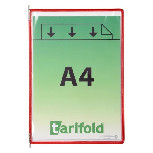 Zobrazovacia tabuľa A4, červená, vertikálna, s otvorom na hornej strane