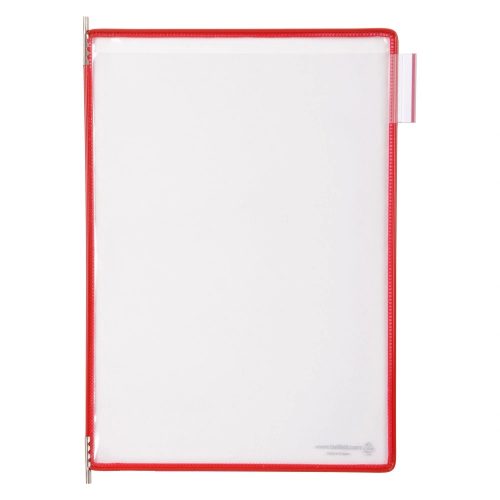 Zobrazovacia tabuľa A4, červená, vertikálna, s otvorom na hornej strane