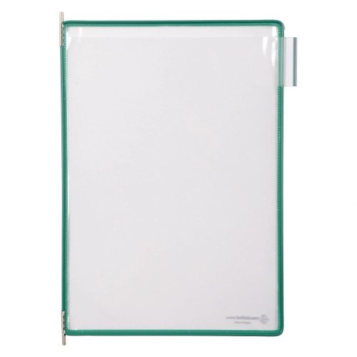 Zobrazovacia tabuľa A4, zelená, vertikálna, s otvorom na hornej strane