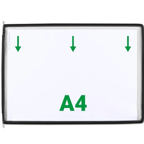 Zobrazovacia tabuľa A4, čierna, horizontálna, s otvorom na hornej strane