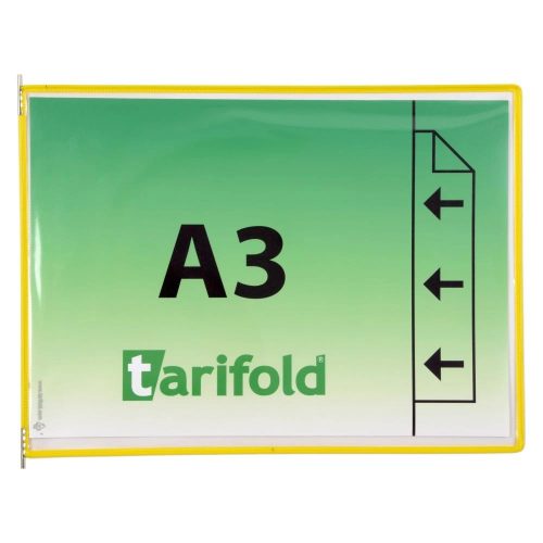 Zobrazovacia tabuľa A3, žltá, horizontálna, s otváranie na vonkajšej strane