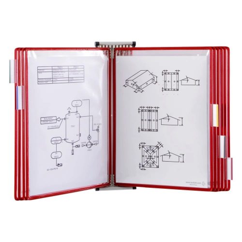 Nástenný držiak A4 oceľ + 10 červená zobrazovacie tabule