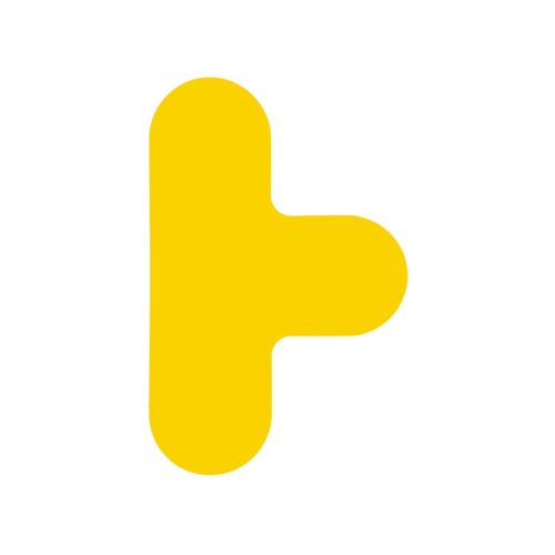 GEToolbox® T alakú Flexibilis padlójelölés kerekített 90 mm TRAFFIC SÁRGA RAL1023