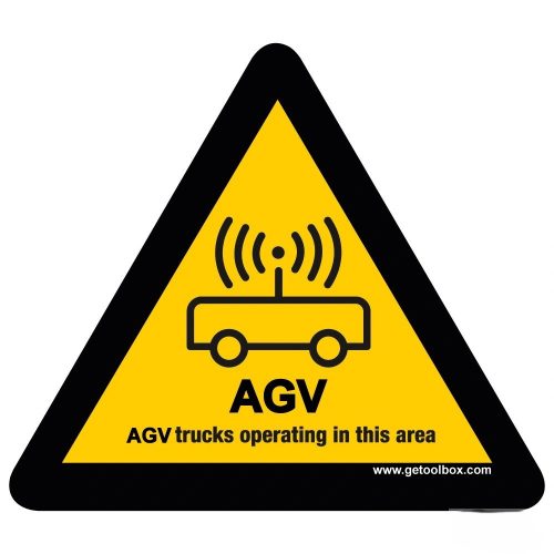 "WARNING! AGV TRUCKS OPERATING IN THIS AREA!" PODLAHOVÁ ZNAČKA 300 mm