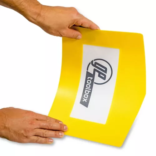 GEToolbox® Text Window Značka podlahy "Plus Arrow" A4 oranžová