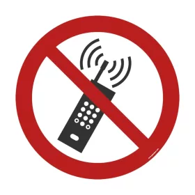   Zákaz používania zapnutých mobilných telefónov – bezpečnostné podlahové značenie 300 mm